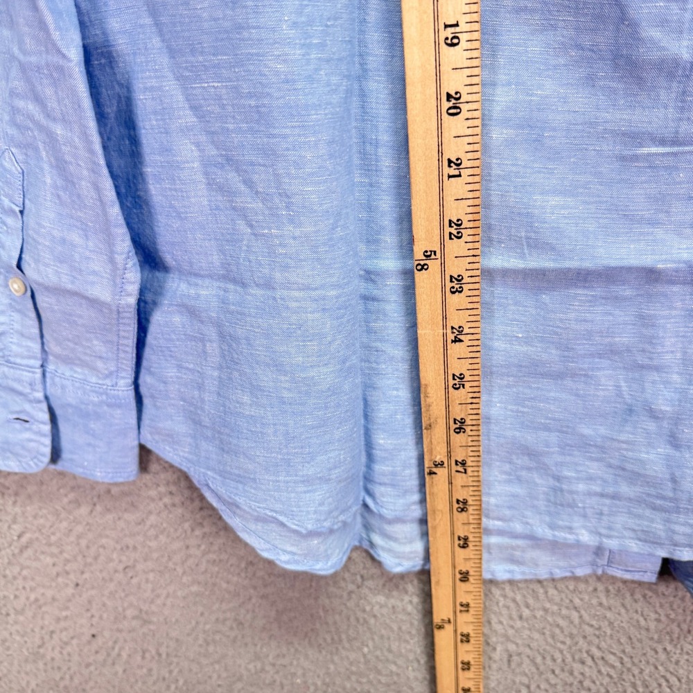 Banana Republic Shirt Mens L Blue Linen Blend Preppy Office Business Beach Light - Picture 7 of 10